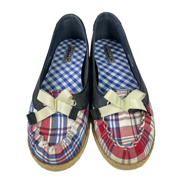Sperry Plaid Bow Slip On Espadrilles Womens Size 8.5 - Picture 5 of 11